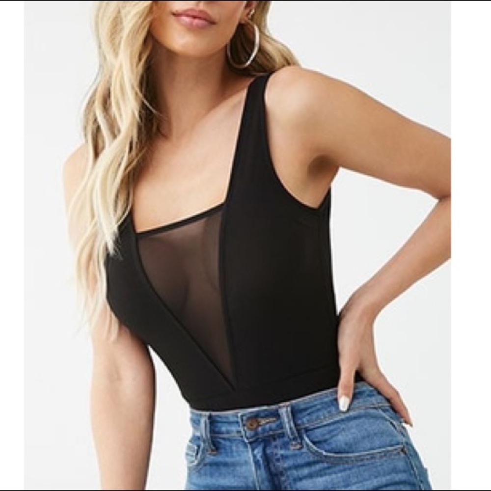 Black mesh bodysuit